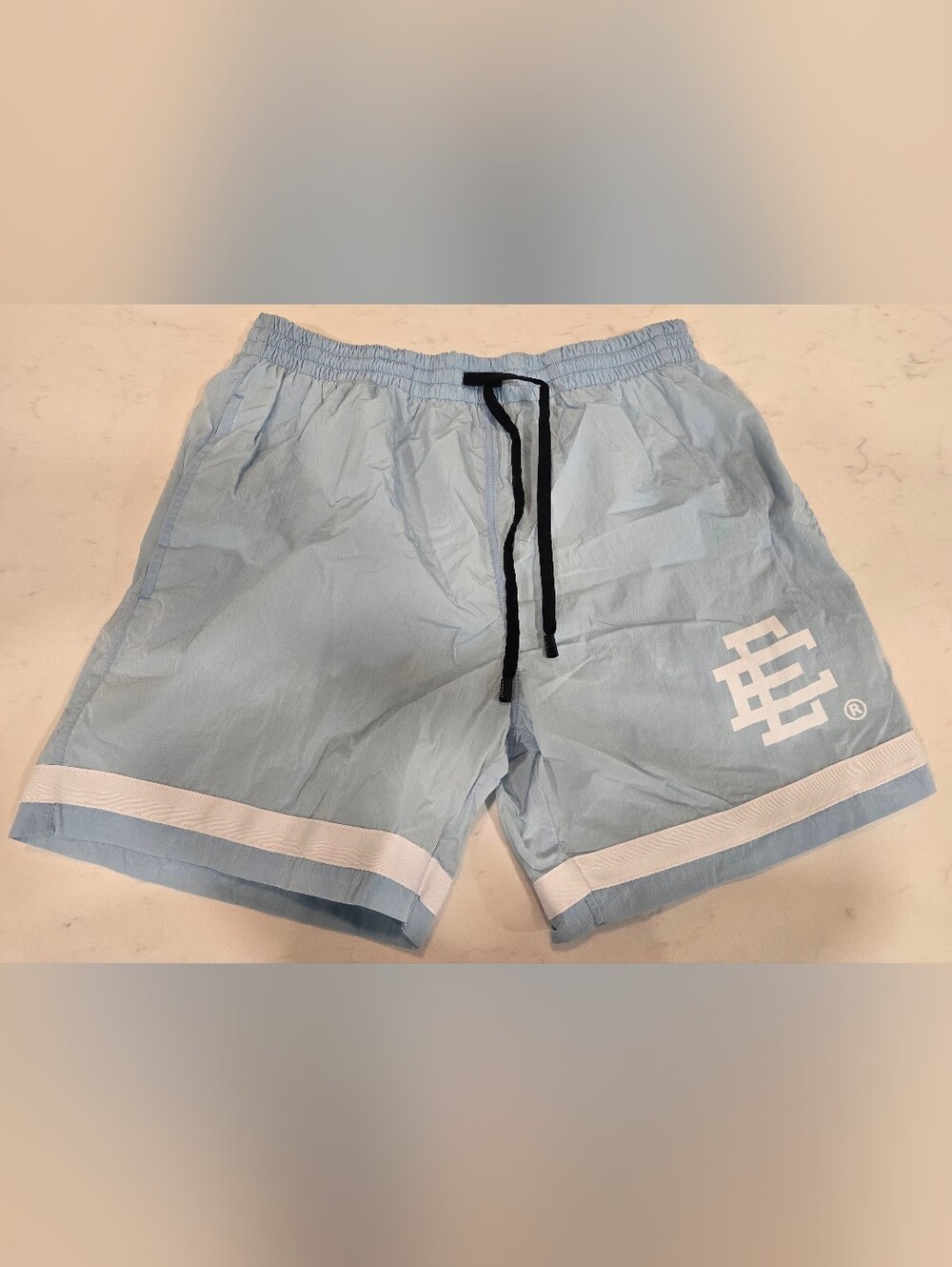 ERIC EMANUEL + EVEREST ISLES- EE SWIM TRUNKS CORE- Baby Blue/White